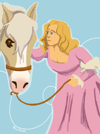 lineless, thigh up and headshot, two characters, simple background