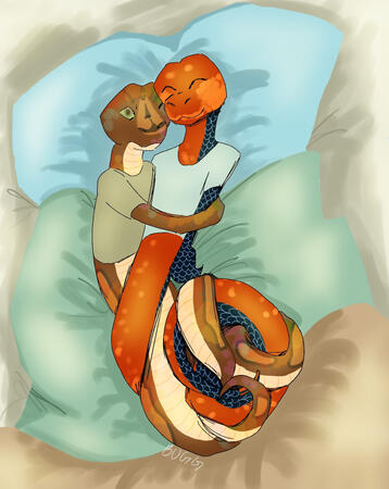 two fullbodys, full render, pattern background