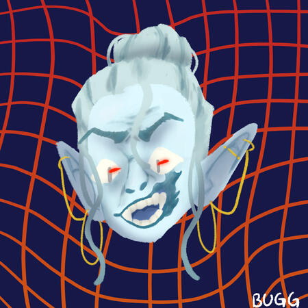 headshot, lineless, pattern background